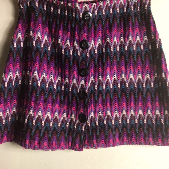FREE PEOPLE Mini skirt purple & pink CHEVRON print - Picture 3 of 10